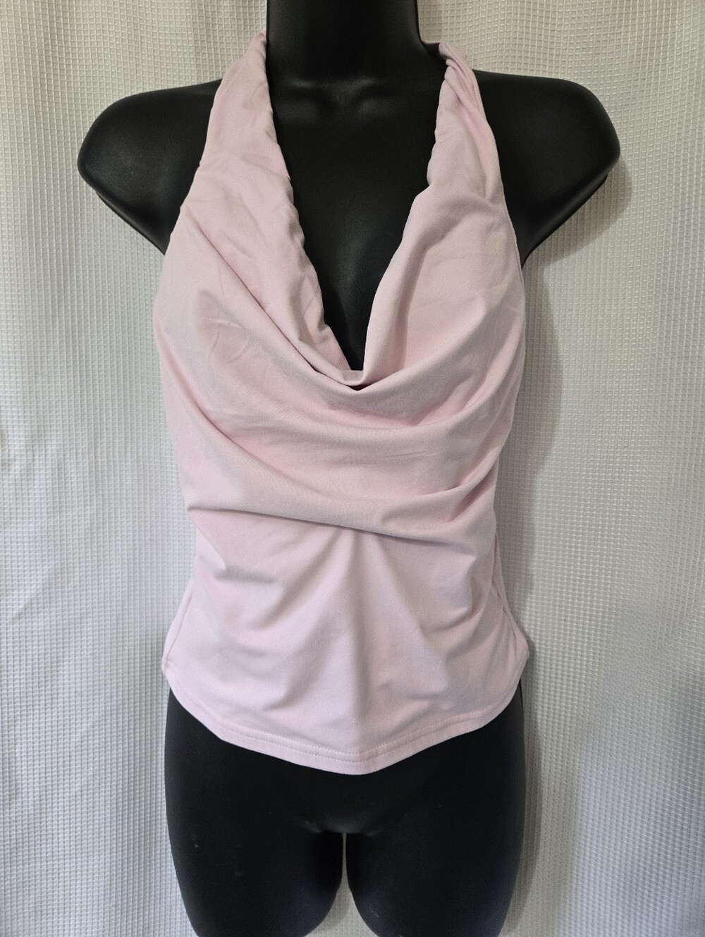 Women's Light Pink Halter Cowl Neck Tank Top